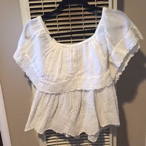 Off the shoulder cream blouse American Eagle